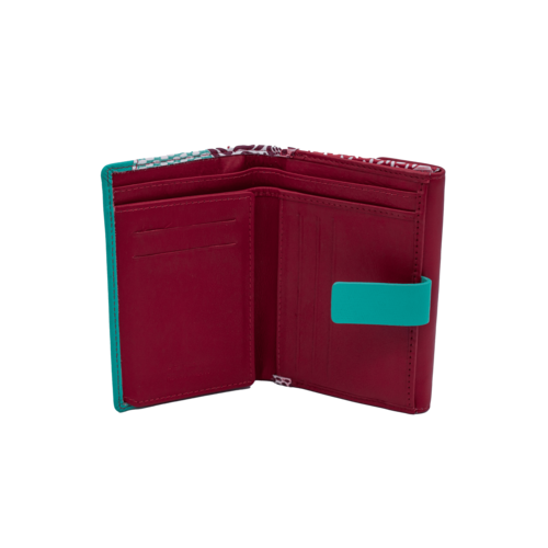 CARTERA MONEDERO SOLAPA CORAL TURQUESA