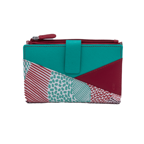CARTERA MONEDERO CREMALLERA CORAL TURQUESA