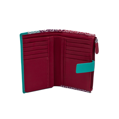 CARTERA MONEDERO CREMALLERA CORAL TURQUESA
