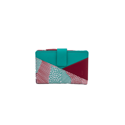 CARTERA MONEDERO CREMALLERA CORAL TURQUESA